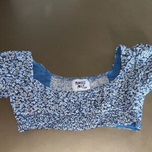 Princess Polly Blue Ditsy Floral Square Neck Crop Top